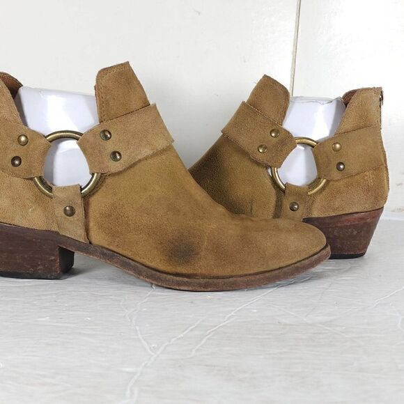 Frye Women's Ray Harness US 7M Brown Suede Back Zip Ankle Booties Boots - Picture 11 of 16